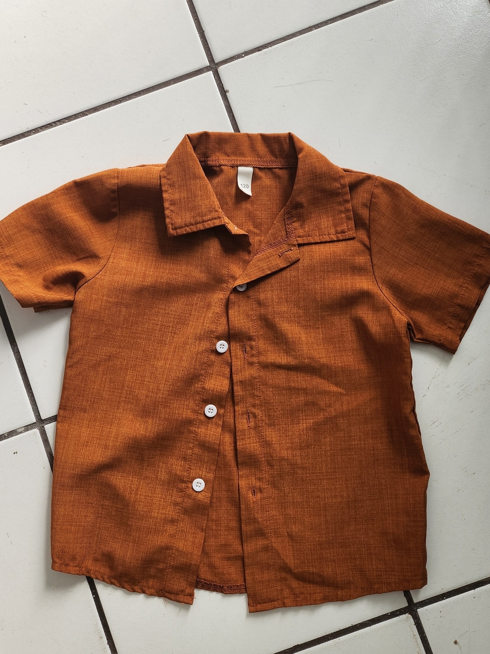 Men's Short-Sleeve Casual Shirt in Burnt Orange